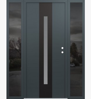 DIAMOND A2 60" X 80" ANTHRACITE/ANTHRACITE FROSTED GLASS PANEL BLACK LHI WITH 2 SIDELITES MIRRORED GLASS