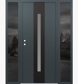 DIAMOND A2 64" X 80" ANTHRACITE/ANTHRACITE FROSTED GLASS PANEL BLACK RHI WITH 2 SIDELITES MIRRORED GLASS