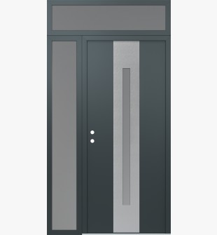 DIAMOND A2 50" X 96" ANTHRACITE/ANTHRACITE FROSTED GLASS PANEL STAINLESS STEEL RHI WITH SIDELITE AND TRANSOM FROSTED GLASS