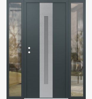DIAMOND A2 68" X 80" ANTHRACITE/ANTHRACITE FROSTED GLASS PANEL STAINLESS STEEL RHI WITH 2 SIDELITES CLEAR GLASS
