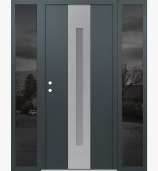 DIAMOND A2 68" X 80" ANTHRACITE/ANTHRACITE FROSTED GLASS PANEL STAINLESS STEEL RHI WITH 2 SIDELITES MIRRORED GLASS