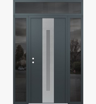 DIAMOND A2 60" X 96" ANTHRACITE/ANTHRACITE FROSTED GLASS PANEL STAINLESS STEEL RHI WITH 2 SIDELITES AND TRANSOM MIRRORED GLASS