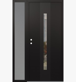 DIAMOND A2 52" X 80" BLACK/BLACK CLEAR GLASS PANEL BLACK RHI WITH SIDELITE FROSTED GLASS