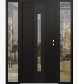 DIAMOND A2 68" X 80" BLACK/BLACK CLEAR GLASS PANEL BLACK LHI WITH 2 SIDELITES CLEAR GLASS