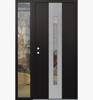 DIAMOND A2 50" X 80" BLACK/BLACK CLEAR GLASS PANEL STAINLESS STEEL RHI WITH SIDELITE CLEAR GLASS
