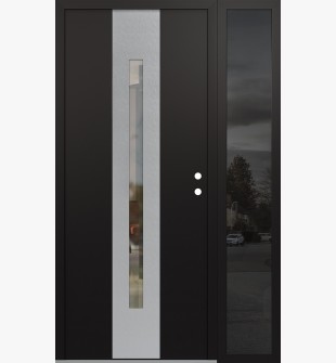DIAMOND A2 52" X 80" BLACK/BLACK CLEAR GLASS PANEL STAINLESS STEEL LHI WITH SIDELITE MIRRORED GLASS