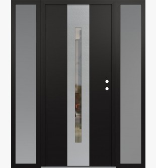 DIAMOND A2 60" X 80" BLACK/BLACK CLEAR GLASS PANEL STAINLESS STEEL LHI WITH 2 SIDELITES FROSTED GLASS