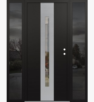 DIAMOND A2 60" X 80" BLACK/BLACK CLEAR GLASS PANEL STAINLESS STEEL LHI WITH 2 SIDELITES MIRRORED GLASS