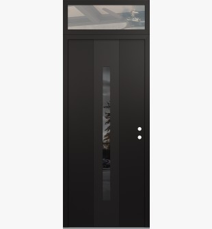 DIAMOND A2 36" X 96" BLACK/BLACK MIRRORED GLASS PANEL BLACK LHI WITH TRANSOM CLEAR GLASS