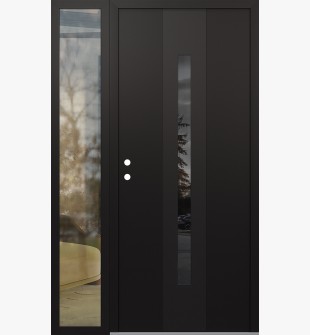 DIAMOND A2 52" X 80" BLACK/BLACK MIRRORED GLASS PANEL BLACK RHI WITH SIDELITE CLEAR GLASS