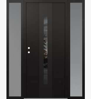 DIAMOND A2 68" X 80" BLACK/BLACK MIRRORED GLASS PANEL BLACK RHI WITH 2 SIDELITES FROSTED GLASS
