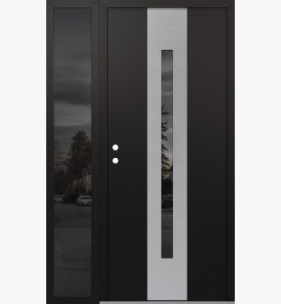 DIAMOND A2 48" X 80" BLACK/BLACK MIRRORED GLASS PANEL STAINLESS STEEL RHI WITH SIDELITE MIRRORED GLASS