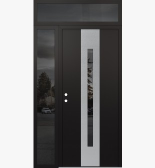 DIAMOND A2 48" X 96" BLACK/BLACK MIRRORED GLASS PANEL STAINLESS STEEL RHI WITH SIDELITE AND TRANSOM MIRRORED GLASS