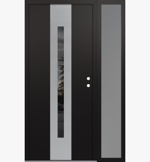 DIAMOND A2 52" X 80" BLACK/BLACK MIRRORED GLASS PANEL STAINLESS STEEL LHI WITH SIDELITE FROSTED GLASS