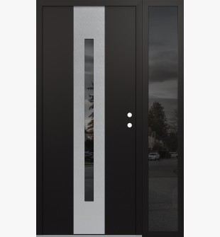 DIAMOND A2 50" X 80" BLACK/BLACK MIRRORED GLASS PANEL STAINLESS STEEL LHI WITH SIDELITE MIRRORED GLASS