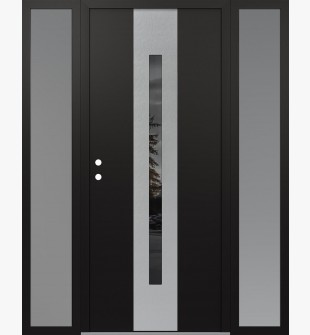 DIAMOND A2 64" X 80" BLACK/BLACK MIRRORED GLASS PANEL STAINLESS STEEL RHI WITH 2 SIDELITES FROSTED GLASS