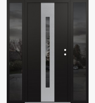 DIAMOND A2 60" X 80" BLACK/BLACK MIRRORED GLASS PANEL STAINLESS STEEL LHI WITH 2 SIDELITES MIRRORED GLASS