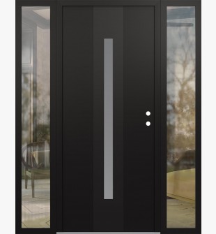 DIAMOND A2 64" X 80" BLACK/WHITE FROSTED GLASS PANEL BLACK LHI WITH 2 SIDELITES CLEAR GLASS