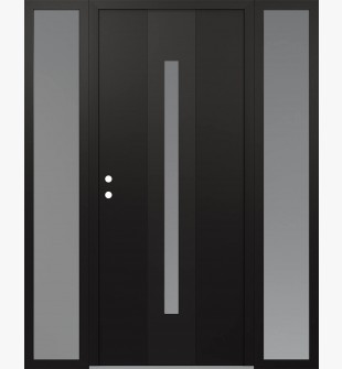 DIAMOND A2 60" X 80" BLACK/WHITE FROSTED GLASS PANEL BLACK RHI WITH 2 SIDELITES FROSTED GLASS