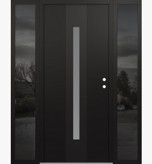 DIAMOND A2 60" X 80" BLACK/WHITE FROSTED GLASS PANEL BLACK LHI WITH 2 SIDELITES MIRRORED GLASS