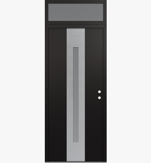 DIAMOND A2 36" X 96" BLACK/WHITE FROSTED GLASS PANEL STAINLESS STEEL LHI WITH TRANSOM FROSTED GLASS