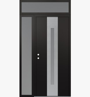 DIAMOND A2 48" X 96" BLACK/WHITE FROSTED GLASS PANEL STAINLESS STEEL RHI WITH SIDELITE AND TRANSOM FROSTED GLASS