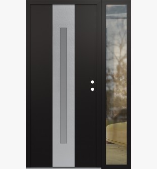 DIAMOND A2 50" X 80" BLACK/WHITE FROSTED GLASS PANEL STAINLESS STEEL LHI WITH SIDELITE CLEAR GLASS