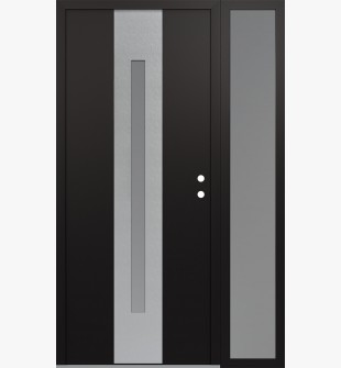 DIAMOND A2 50" X 80" BLACK/WHITE FROSTED GLASS PANEL STAINLESS STEEL LHI WITH SIDELITE FROSTED GLASS