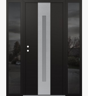 DIAMOND A2 60" X 80" BLACK/WHITE FROSTED GLASS PANEL STAINLESS STEEL RHI WITH 2 SIDELITES MIRRORED GLASS