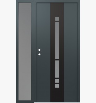 DIAMOND A3 52" X 80" ANTHRACITE/ANTHRACITE FROSTED GLASS PANEL BLACK RHI WITH SIDELITE FROSTED GLASS