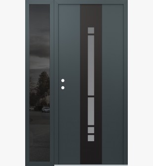 DIAMOND A3 48" X 80" ANTHRACITE/ANTHRACITE FROSTED GLASS PANEL BLACK RHI WITH SIDELITE MIRRORED GLASS