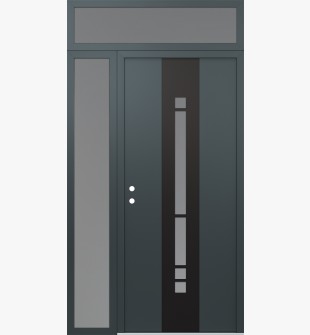 DIAMOND A3 52" X 96" ANTHRACITE/ANTHRACITE FROSTED GLASS PANEL BLACK RHI WITH SIDELITE AND TRANSOM FROSTED GLASS