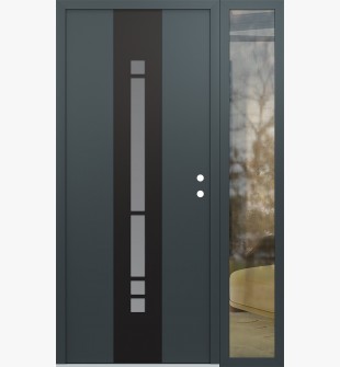 DIAMOND A3 50" X 80" ANTHRACITE/ANTHRACITE FROSTED GLASS PANEL BLACK LHI WITH SIDELITE CLEAR GLASS