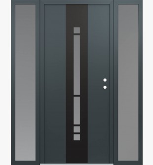 DIAMOND A3 60" X 80" ANTHRACITE/ANTHRACITE FROSTED GLASS PANEL BLACK LHI WITH 2 SIDELITES FROSTED GLASS
