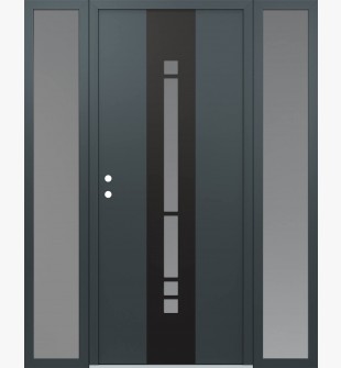 DIAMOND A3 68" X 80" ANTHRACITE/ANTHRACITE FROSTED GLASS PANEL BLACK RHI WITH 2 SIDELITES FROSTED GLASS