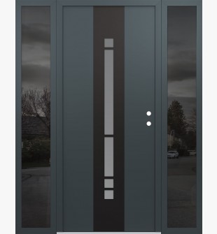 DIAMOND A3 60" X 80" ANTHRACITE/ANTHRACITE FROSTED GLASS PANEL BLACK LHI WITH 2 SIDELITES MIRRORED GLASS