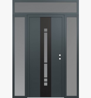 DIAMOND A3 64" X 96" ANTHRACITE/ANTHRACITE FROSTED GLASS PANEL BLACK LHI WITH 2 SIDELITES AND TRANSOM FROSTED GLASS