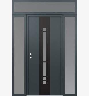 DIAMOND A3 68" X 96" ANTHRACITE/ANTHRACITE FROSTED GLASS PANEL BLACK RHI WITH 2 SIDELITES AND TRANSOM FROSTED GLASS