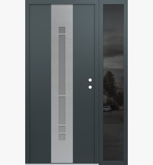 DIAMOND A3 50" X 80" ANTHRACITE/ANTHRACITE FROSTED GLASS PANEL STAINLESS STEEL LHI WITH SIDELITE MIRRORED GLASS