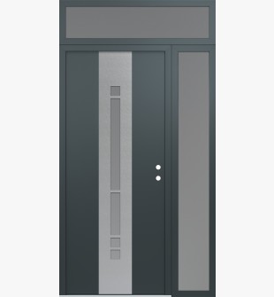 DIAMOND A3 52" X 96" ANTHRACITE/ANTHRACITE FROSTED GLASS PANEL STAINLESS STEEL LHI WITH SIDELITE AND TRANSOM FROSTED GLASS