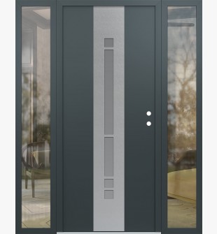 DIAMOND A3 64" X 80" ANTHRACITE/ANTHRACITE FROSTED GLASS PANEL STAINLESS STEEL LHI WITH 2 SIDELITES CLEAR GLASS