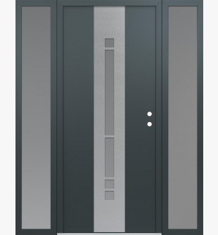 DIAMOND A3 64" X 80" ANTHRACITE/ANTHRACITE FROSTED GLASS PANEL STAINLESS STEEL LHI WITH 2 SIDELITES FROSTED GLASS