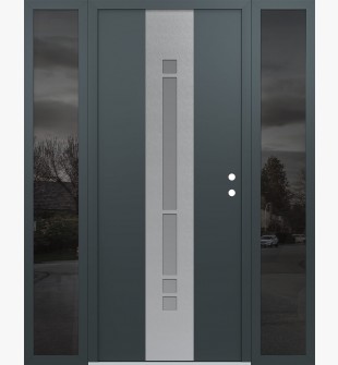 DIAMOND A3 64" X 80" ANTHRACITE/ANTHRACITE FROSTED GLASS PANEL STAINLESS STEEL LHI WITH 2 SIDELITES MIRRORED GLASS