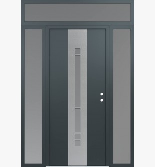 DIAMOND A3 64" X 96" ANTHRACITE/ANTHRACITE FROSTED GLASS PANEL STAINLESS STEEL LHI WITH 2 SIDELITES AND TRANSOM FROSTED GLASS