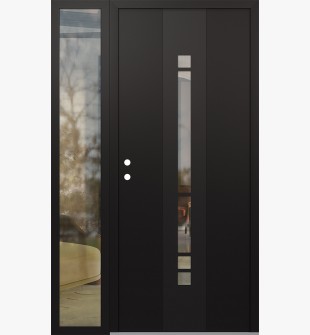 DIAMOND A3 48" X 80" BLACK/BLACK CLEAR GLASS PANEL BLACK RHI WITH SIDELITE CLEAR GLASS