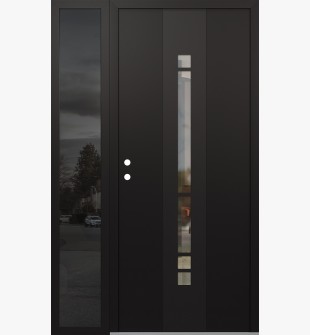 DIAMOND A3 50" X 80" BLACK/BLACK CLEAR GLASS PANEL BLACK RHI WITH SIDELITE MIRRORED GLASS