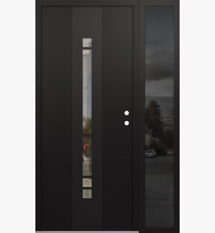 DIAMOND A3 50" X 80" BLACK/BLACK CLEAR GLASS PANEL BLACK LHI WITH SIDELITE MIRRORED GLASS