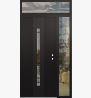 DIAMOND A3 52" X 96" BLACK/BLACK CLEAR GLASS PANEL BLACK LHI WITH SIDELITE AND TRANSOM CLEAR GLASS