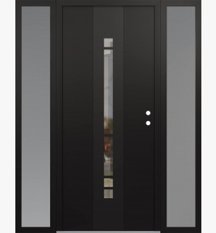 DIAMOND A3 64" X 80" BLACK/BLACK CLEAR GLASS PANEL BLACK LHI WITH 2 SIDELITES FROSTED GLASS