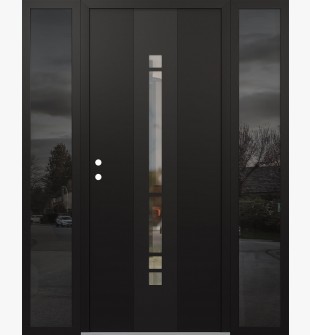 DIAMOND A3 68" X 80" BLACK/BLACK CLEAR GLASS PANEL BLACK RHI WITH 2 SIDELITES MIRRORED GLASS
